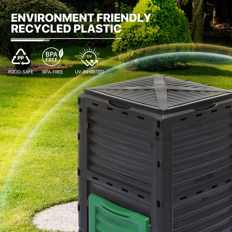 MoNiBloom 80 Gallon Outdoor Compost Bin with Gloves, Composter Box